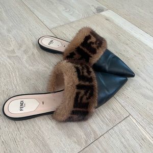 Fendi Fur Pointy Flats